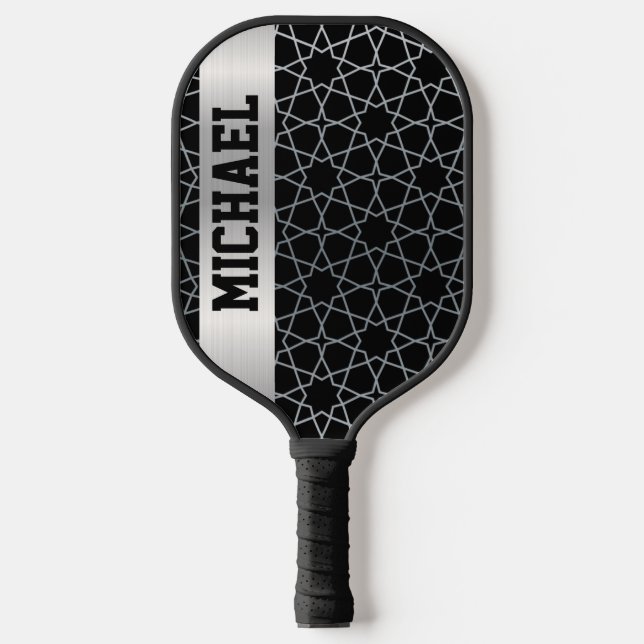 Raquette De Pickleball Personnalisé noir et argent (Recto)