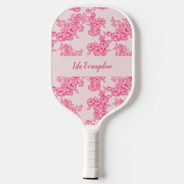 Raquette De Pickleball Personnalisé Rose Botanique Floral Pays Français (Verso)