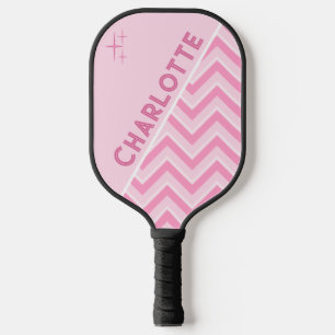 Raquette De Pickleball Personnalisé Rose Et Blanc Chevron