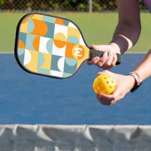 Raquette De Pickleball Personnalisé Sunny Orange Turquoise Blue Retro Art