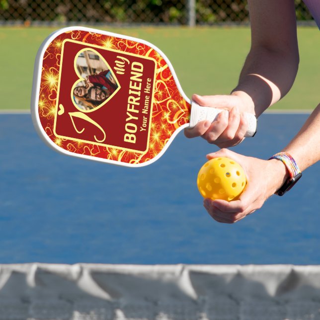 Raquette De Pickleball Personnalisé Valentines Coeur Photo J'aime Mon cop (Insitu)