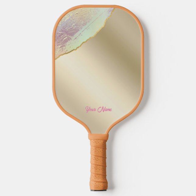 Raquette De Pickleball Personnalisé Votre Nom Gold Iridescente (Recto)