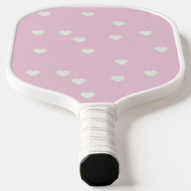 Raquette De Pickleball Petit coeur blanc sur rose (Poser)