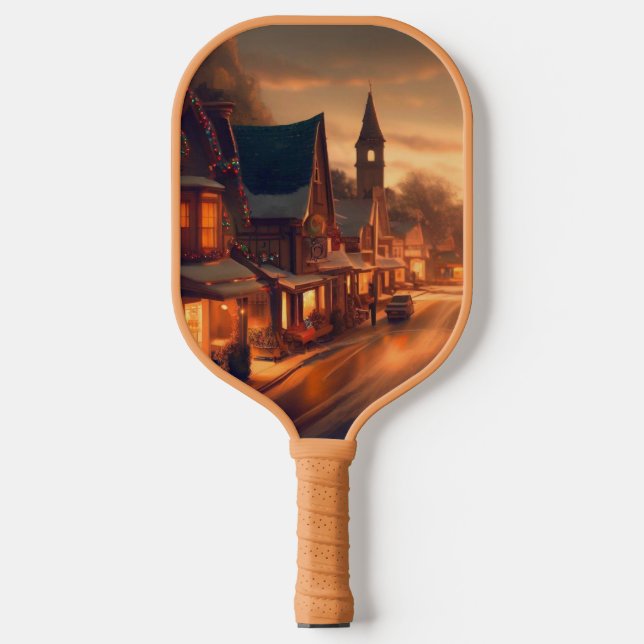 Raquette De Pickleball Petite ville de Noël (1) (Recto)