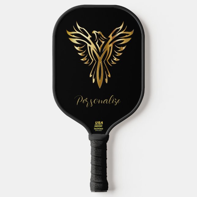 Raquette De Pickleball Phoenix Rising Black & Gold Elegant (Recto)