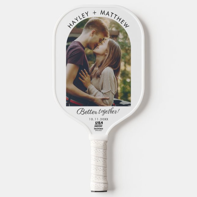 Raquette De Pickleball Photo Couple moderne Mieux Ensemble Personnalisé (Recto)