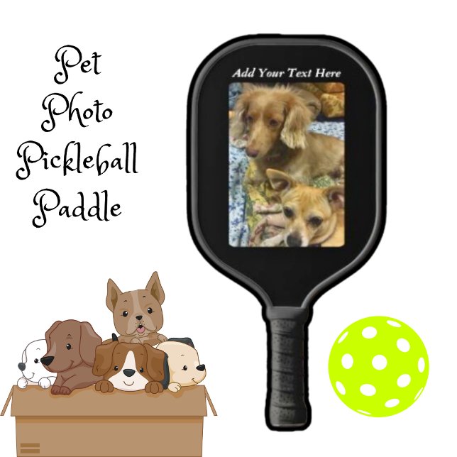 Raquette De Pickleball Photo Cute Dog (Personalized Pet Photo/Add Your Text )