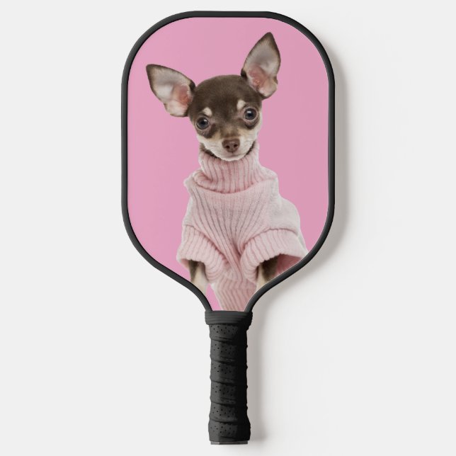 Raquette De Pickleball Photo de chien de famille rose (Recto)