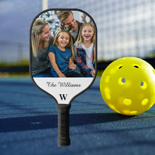 Raquette De Pickleball Photo de famille personnalisée Monogramme Nom de f