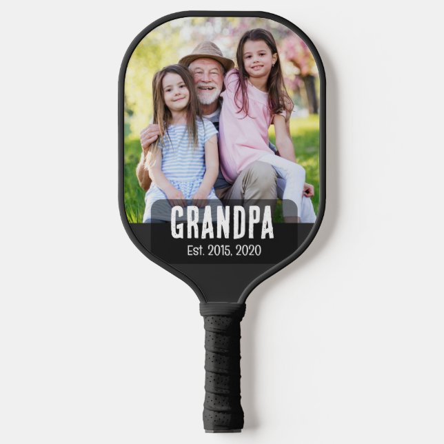 Raquette De Pickleball Photo de script grunge blanc Grand-père établi (Recto)