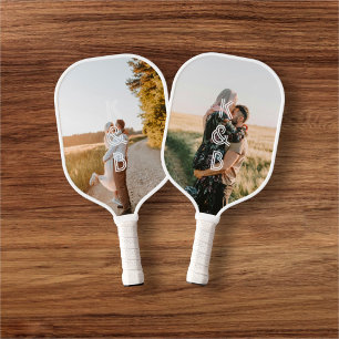 Raquette De Pickleball Photo Monogramme en couple