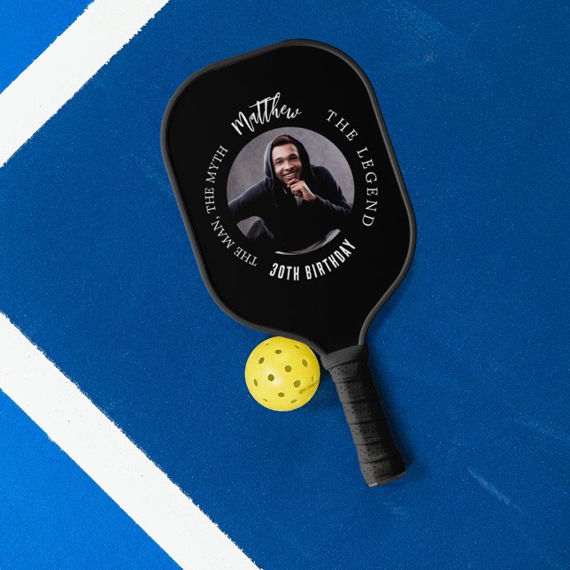 Raquette De Pickleball Photo noir blanc homme mythe légende (Créateur téléchargé)