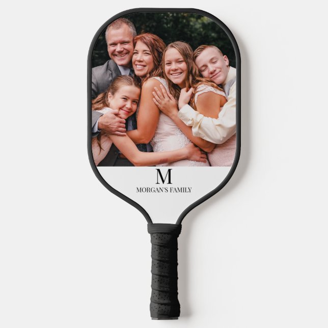 Raquette De Pickleball Photo personnalisée moderne Nom Monogramme Pickleb (Recto)