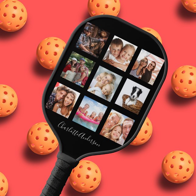 Raquette De Pickleball Photographie noir nom de famille sciprt (Créateur téléchargé)