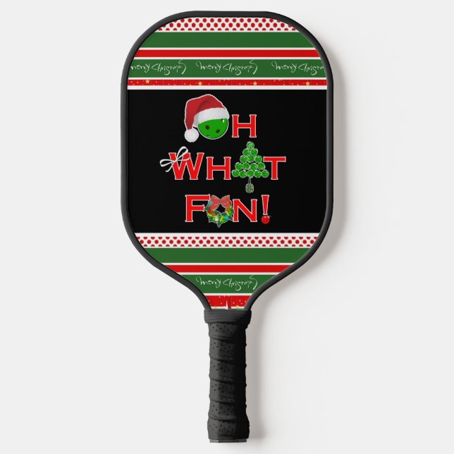 Raquette De Pickleball Pickball Noël Oh Quel Amusant Rouge Vert Blanc (Recto)
