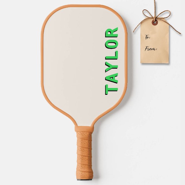 Raquette De Pickleball Pickleball Cadeau Personnalisé Electric Green Nom (pickleball gift personalized paddle vintage electric green custom text name text modern retro)