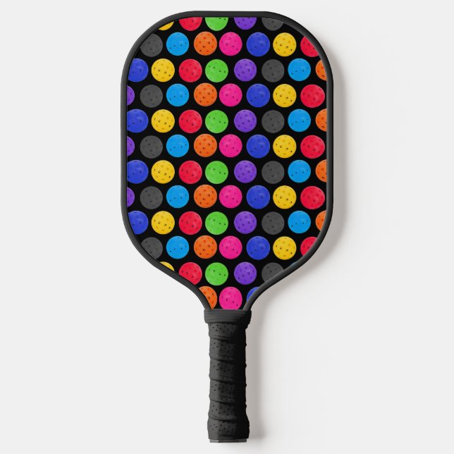 Raquette De Pickleball Pickleball coloré sur noir (Recto)