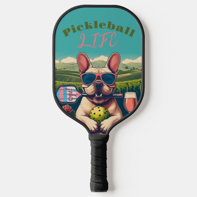 Raquette De Pickleball Pickleball Life Paddle - French Bulldog & Rosé (Recto)