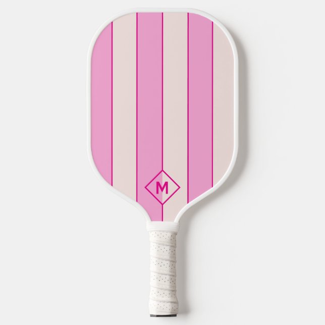 Raquette De Pickleball Pickleball Monogramme Moderne Rose (Recto)