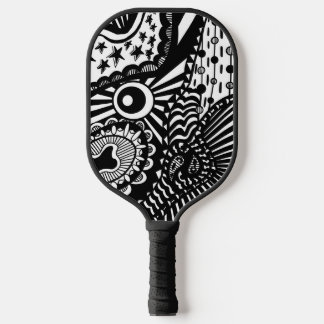 Raquette De Pickleball Pickleball paddle art noir blanc doodle