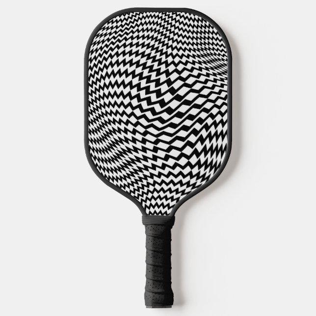 Raquette De Pickleball Pickleball Paddle Black White Op Art Zigzag (Recto)