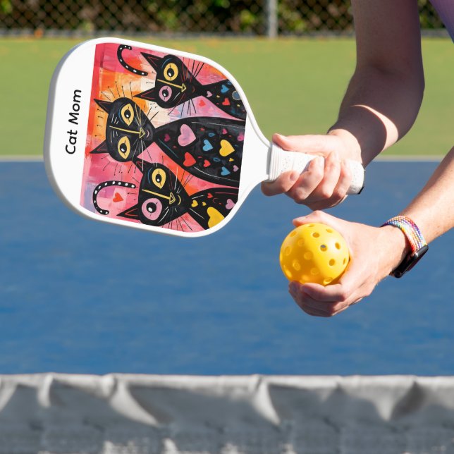Raquette De Pickleball Pickleball Paddle Colorful Hearts Cats Dogs (Insitu)