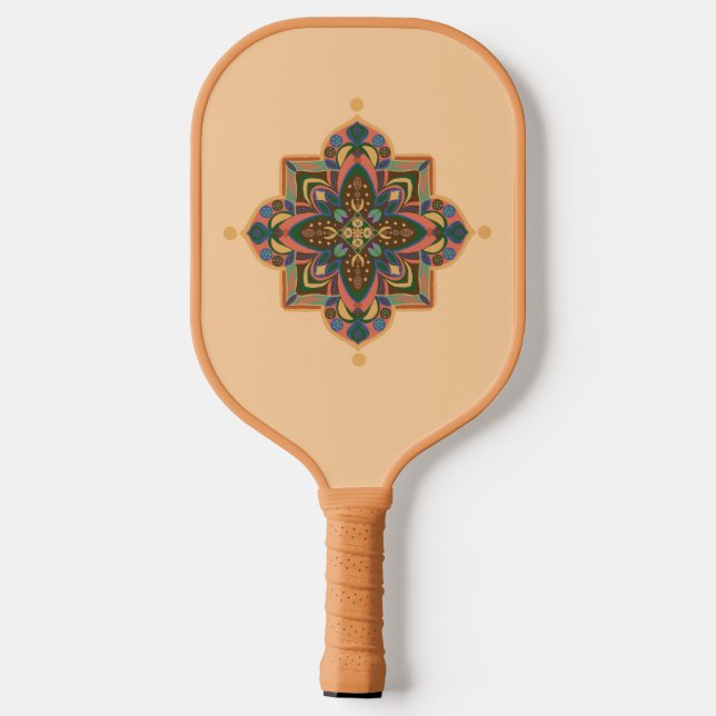 Raquette De Pickleball Pickleball Paddle with geometric peachy mandala (Verso)