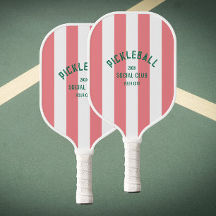 Raquette De Pickleball Pickleball Social Club Custom Pink Cabana Stripe