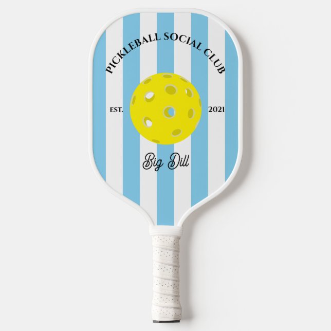 Raquette De Pickleball Pickleball Social Club rayé Personnalisé Bleu (Recto)