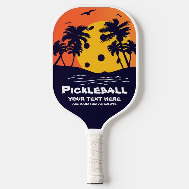 Raquette De Pickleball Pickleball Sun Palm Trees Ajouter texte personnali (Recto)