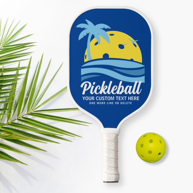Raquette De Pickleball Pickleball tropical palmiers Sun Ajouter Texte per (Créateur téléchargé)