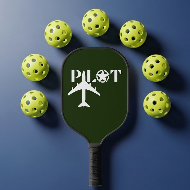 Raquette De Pickleball Pilot Typography & Airplane Minimalist Personalize (Créateur téléchargé)