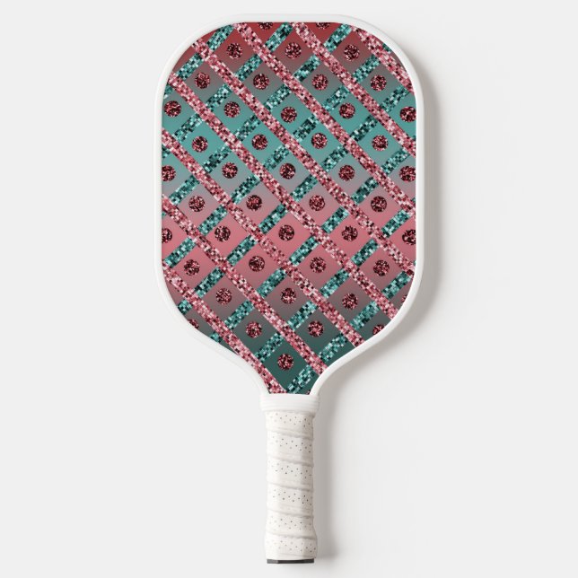 Raquette De Pickleball Pink Blue Glam Glitter Girly (Recto)