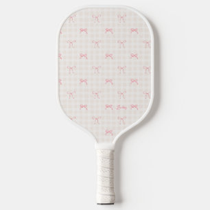 Raquette De Pickleball Pink Bow En vichy Nom personnalisé