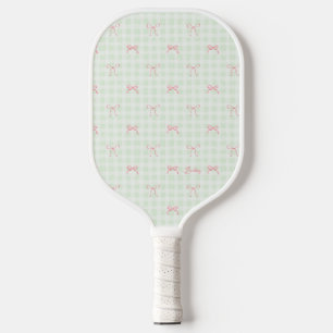 Raquette De Pickleball Pink Bow Green En vichy Nom personnalisé