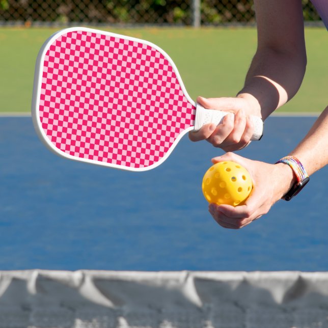 Raquette De Pickleball Pink Combination Classic Checkerboard par STaylor (Insitu)