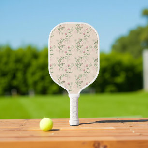 Raquette De Pickleball Pink Green Retro Y2K les années 70 Fleur Motif