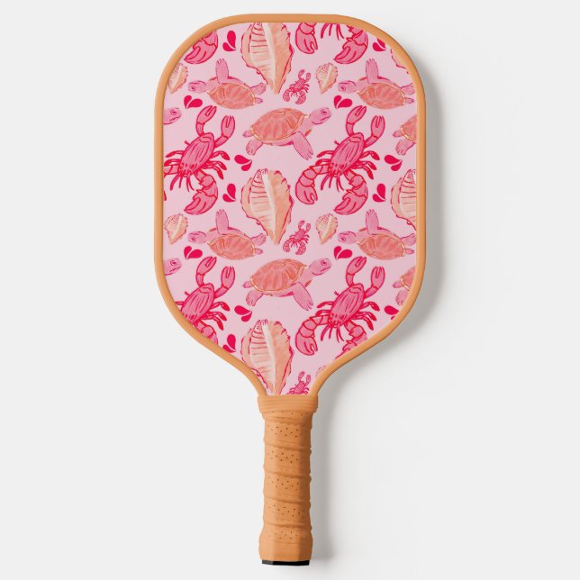 Raquette De Pickleball Pink Orange Lobster Under the Sea (Verso)