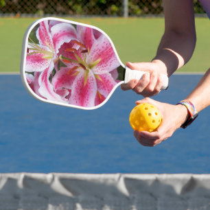 Raquette De Pickleball Pink Oriental Lilies Floral