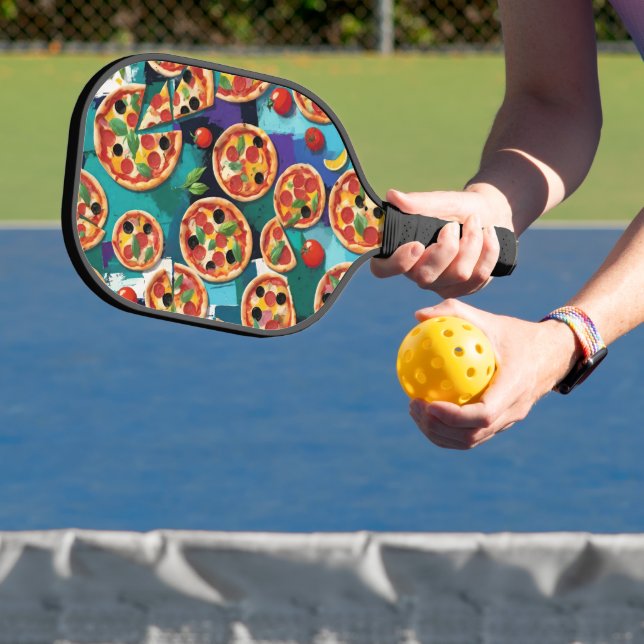 Raquette De Pickleball Pizza Abstraite Pepperoni sur Arrière - plan coule (Insitu)