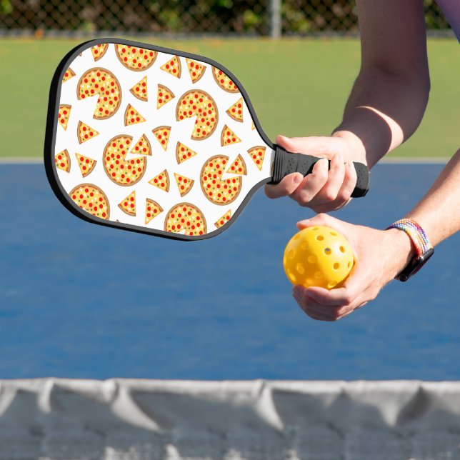 Raquette De Pickleball Pizza et tranches de cool motif sur blanc (Insitu)
