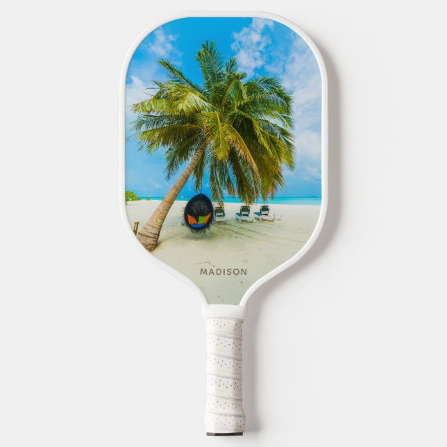 Raquette De Pickleball Plage aux Maldives nom personnalisé (Recto)