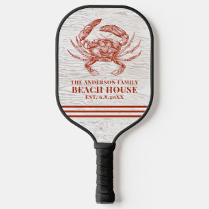 Raquette De Pickleball Plage de crabe côtier Maison de bois rustique Nom 
