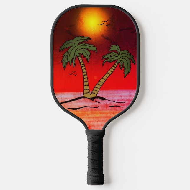 Raquette De Pickleball Plage de palmiers violet (Recto)