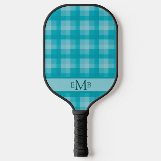 Raquette De Pickleball Plaid sarcelle personnalisable avec initiales pour (Recto)