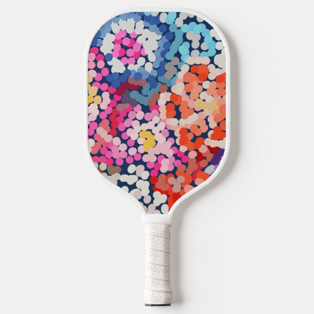 Raquette De Pickleball Plumeria tropicale pointillée Fleurs Abstraites (Recto)
