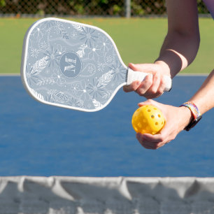 Raquette De Pickleball plumes de chou bleu poussiéreux fleurs cachemire m