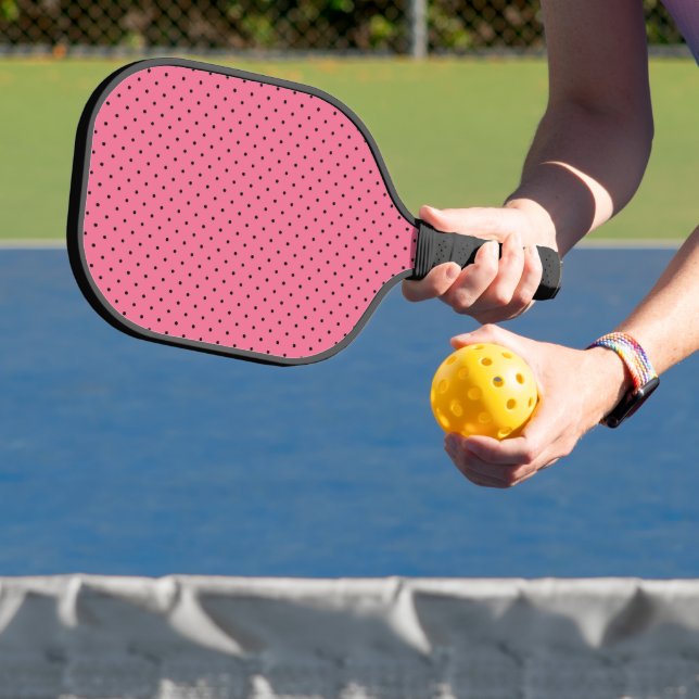 Raquette De Pickleball Points Noirs Sur Rose (Insitu)