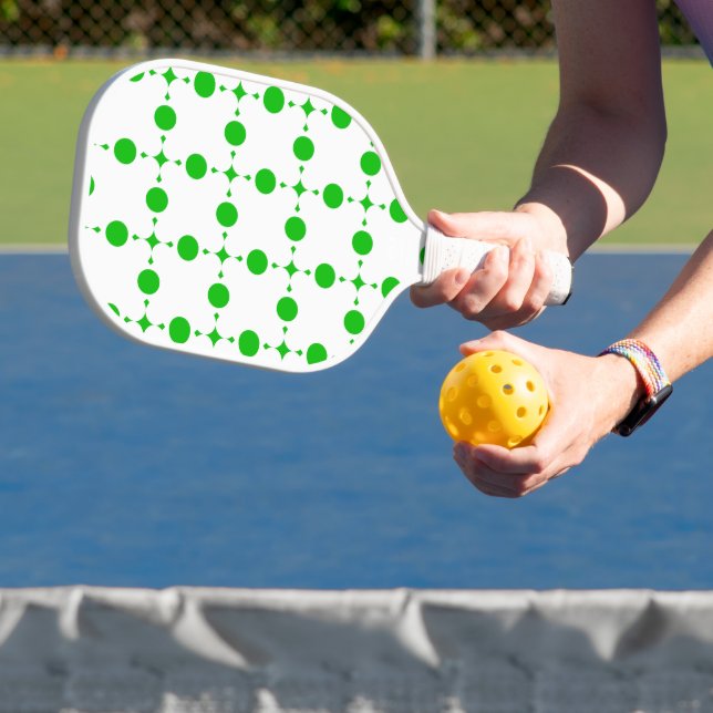 Raquette De Pickleball Pois verts, Motif à points Polka, points, pointill (Insitu)