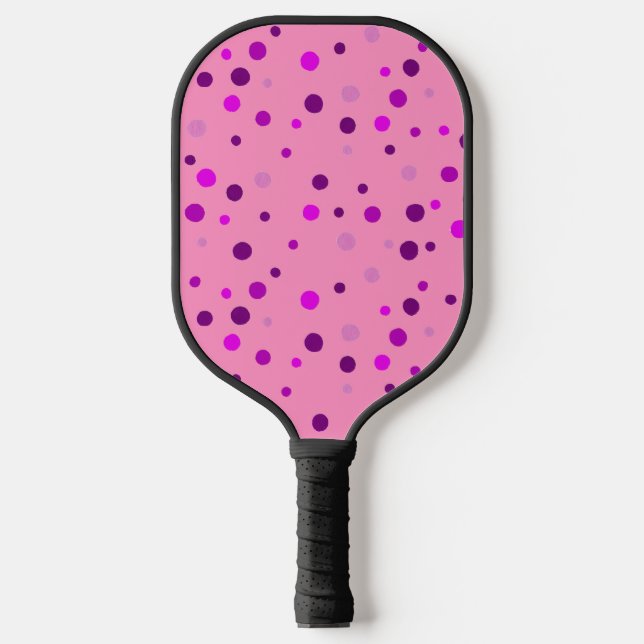 Raquette De Pickleball Pois violets roses sur Pickleball Rose (Recto)